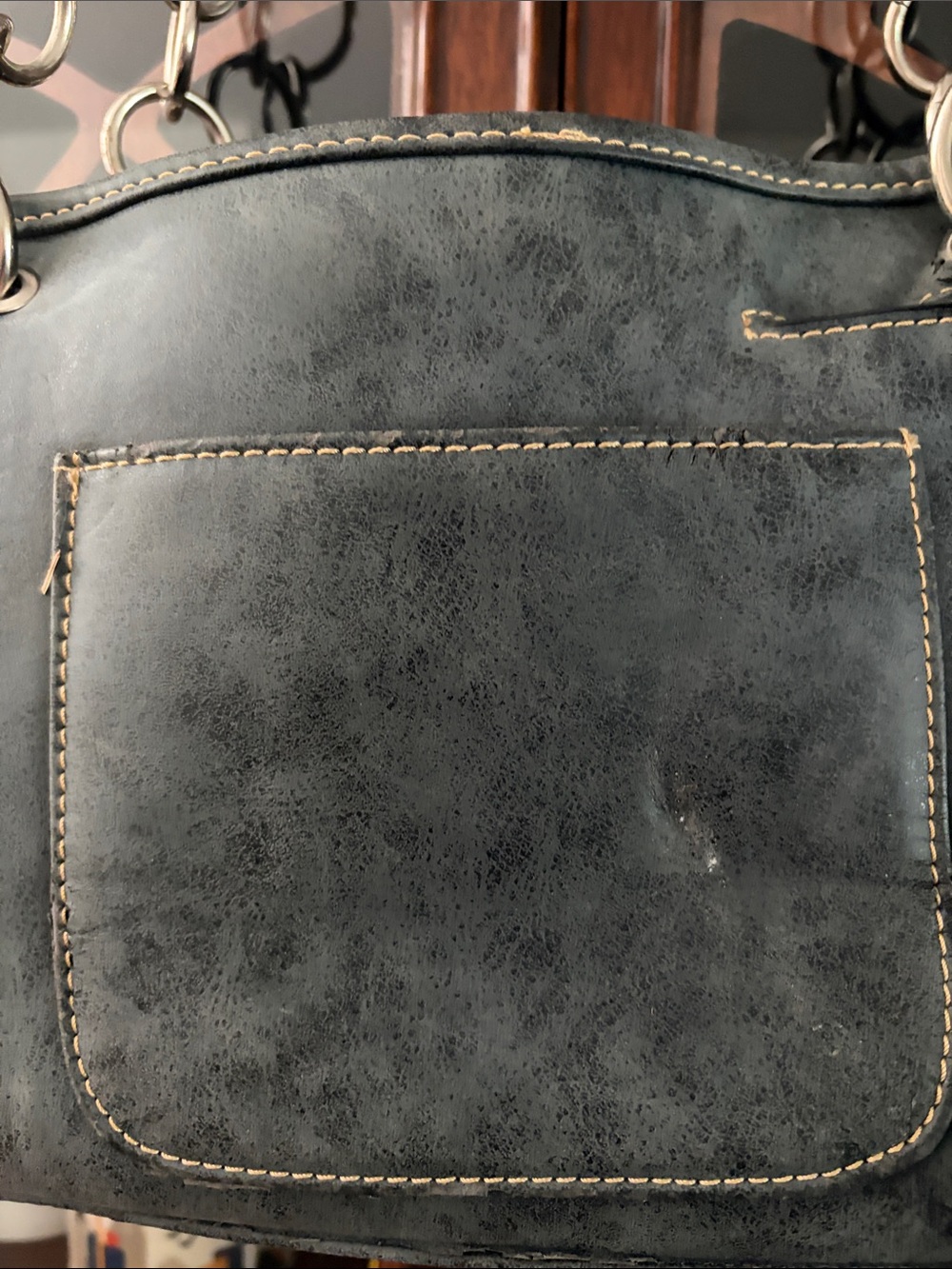 Montana West Black Embroidered Studded Shoulder Bag with Chain Straps - Picture 9 of 10
